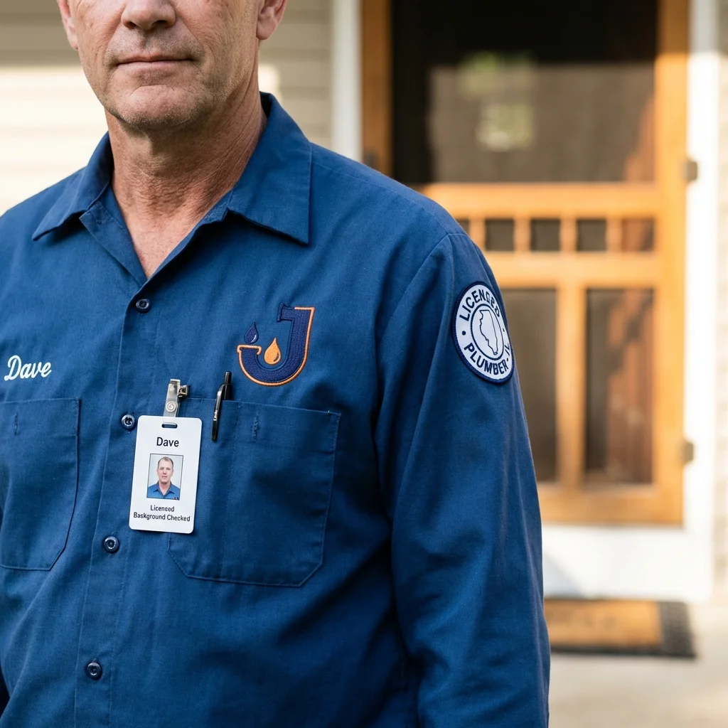Licensed plumber showing ID badge in Chiefland, FL